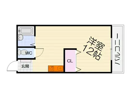 阪和線 信太山駅 徒歩9分 6階建 築35年(ワンルーム/2階)の間取り写真