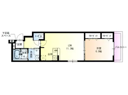 南海電鉄南海本線 泉大津駅 徒歩6分 3階建 築3年(1LDK/1階)の間取り写真