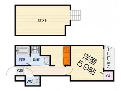 南海電鉄泉北線 深井駅 徒歩13分 2階建 築9年(1K/1階)の間取り写真