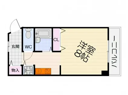 南海電鉄南海本線 泉大津駅 徒歩10分 4階建 築27年(1K/2階)の間取り写真
