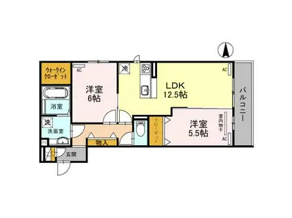 阪和線 鳳駅 徒歩7分 3階建 築3年(2LDK/2階)の間取り写真