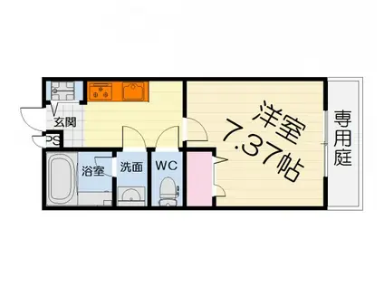 阪和線 和泉府中駅 徒歩13分 2階建 築21年(1K/1階)の間取り写真