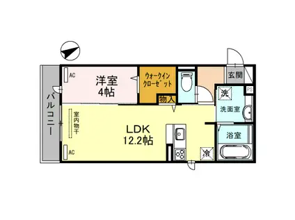 阪和線 鳳駅 徒歩5分 3階建 築6年(1LDK/2階)の間取り写真