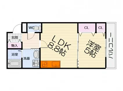 南海電鉄南海本線 泉大津駅 徒歩4分 2階建 築13年(1LDK/1階)の間取り写真