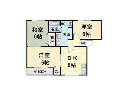 伊勢の森ハイツ(3DK/2階)の間取り写真