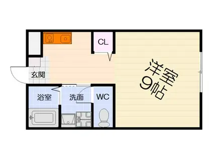 阪和線 信太山駅 徒歩3分 3階建 築48年(1K/2階)の間取り写真