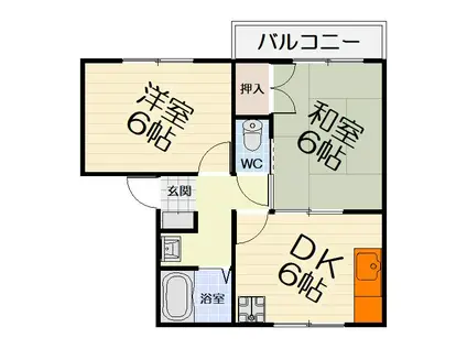 南海電鉄南海本線 高石駅 徒歩9分 2階建 築30年(2DK/2階)の間取り写真