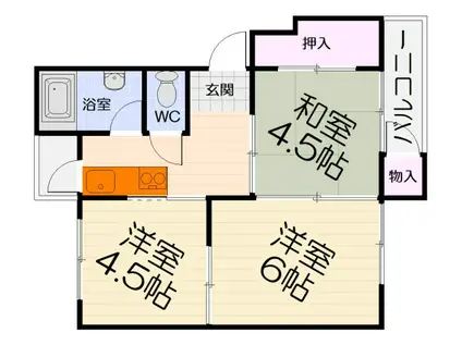 南海電鉄南海本線 高石駅 徒歩9分 5階建 築52年(3K/1階)の間取り写真