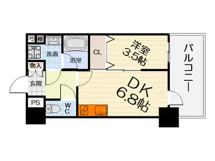 阪和線 鳳駅 徒歩3分 10階建 築6年(1DK/6階)の間取り写真