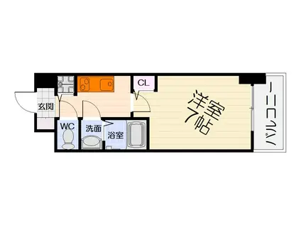 阪堺電気軌道阪堺線 石津北駅 徒歩4分 10階建 築2年(1K/7階)の間取り写真