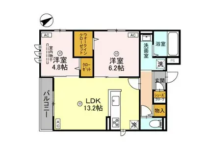 南海電鉄南海本線 諏訪ノ森駅 徒歩3分 3階建 築1年(2LDK/1階)の間取り写真