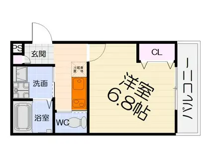 阪和線 津久野駅 徒歩6分 3階建 築1年(1K/2階)の間取り写真