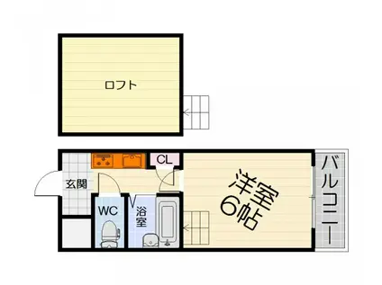 阪和線 富木駅 徒歩18分 4階建 築32年(1K/4階)の間取り写真