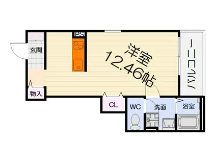 阪和線 富木駅 徒歩5分 3階建 築1年(ワンルーム/2階)の間取り写真