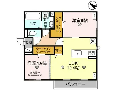 南海電鉄泉北線 深井駅 徒歩21分 3階建 築1年(2LDK/2階)の間取り写真