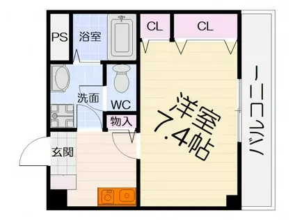 阪和線 和泉府中駅 徒歩8分 3階建 築29年(1K/2階)の間取り写真