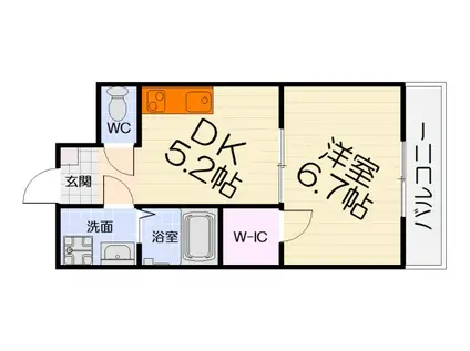 FELIZ高石千代田(1DK/2階)の間取り写真