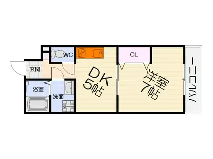 FELIZ高石千代田(1DK/1階)の間取り写真