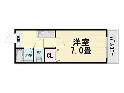 南海電鉄南海本線 石津川駅 徒歩3分 9階建 築28年(1K/6階)の間取り写真