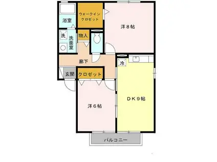 阪和線 信太山駅 徒歩2分 2階建 築22年(2LDK/2階)の間取り写真