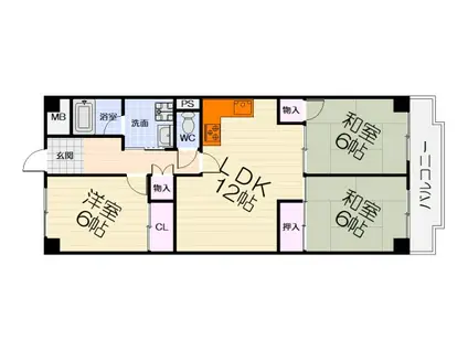 南海電鉄泉北線 深井駅 徒歩13分 5階建 築39年(3LDK/5階)の間取り写真