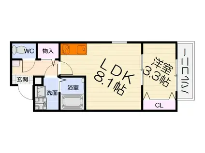 南海電鉄高師浜支線 高師浜駅 徒歩5分 3階建 築1年(1LDK/2階)の間取り写真