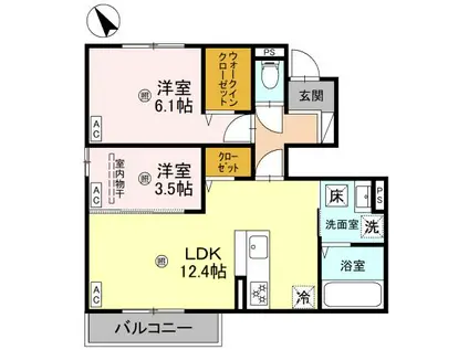 南海電鉄泉北線 深井駅 バス乗車時間:13分 鈴の宮団地西口バス停で下車 徒歩3分 2階建 築1年(2LDK/1階)の間取り写真
