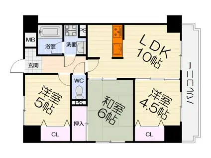 マノワールコトン(3LDK/2階)の間取り写真