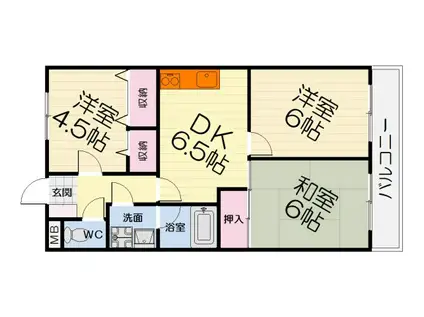 南海電鉄泉北線 泉ケ丘駅 徒歩27分 3階建 築33年(3DK/1階)の間取り写真
