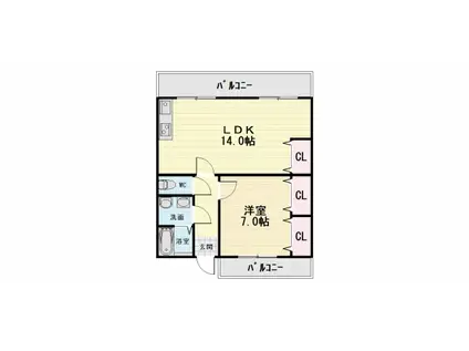 南海電鉄南海本線 羽衣駅 徒歩9分 5階建 築55年(1LDK/5階)の間取り写真