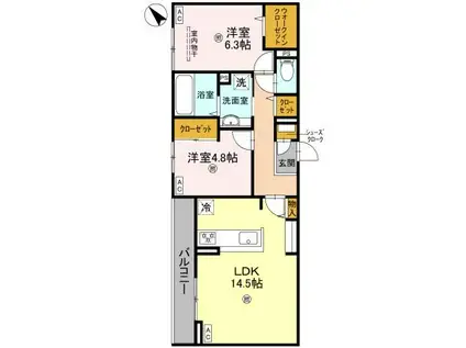 南海電鉄南海本線 泉大津駅 徒歩5分 3階建 新築(2LDK/3階)の間取り写真