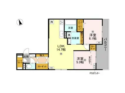 南海電鉄南海本線 羽衣駅 徒歩2分 3階建 新築(2LDK/2階)の間取り写真