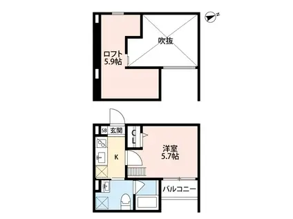 阪和線 鳳駅 徒歩11分 2階建 築10年(1K/1階)の間取り写真