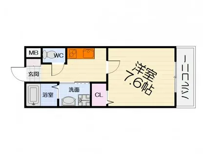 南海電鉄南海本線 羽衣駅 徒歩3分 3階建 築6年(1K/1階)の間取り写真