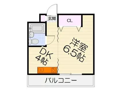 阪和線 信太山駅 徒歩10分 3階建 築32年(1DK/3階)の間取り写真