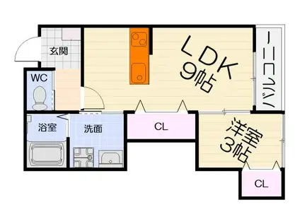 阪和線 和泉府中駅 徒歩18分 2階建 築1年(1LDK/2階)の間取り写真