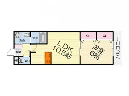 阪和線 和泉府中駅 徒歩2分 2階建 築19年(1LDK/2階)の間取り写真