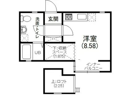 ラクーン(ワンルーム/1階)の間取り写真