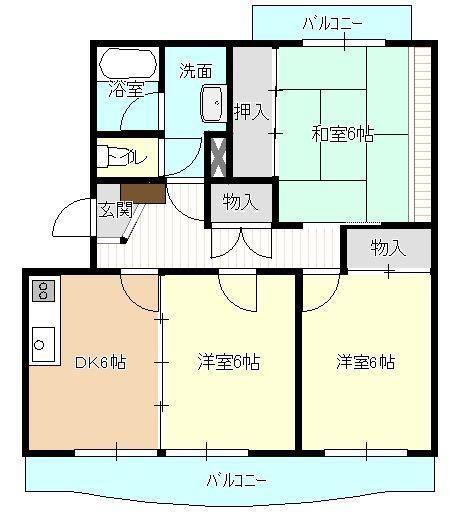 パレス和合(3DK/3階)の間取り写真