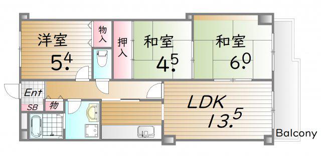 サンフレンド長坂(3LDK/1階)の間取り写真
