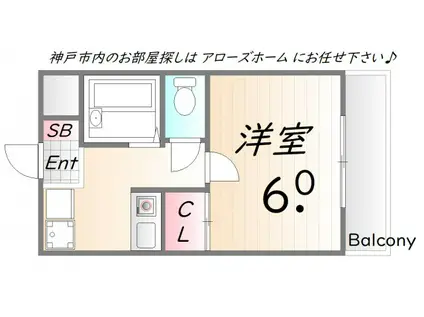 エトワール西神戸(1K/1階)の間取り写真