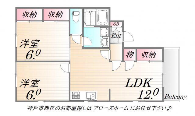 オネスティ15(2LDK/2階)の間取り写真