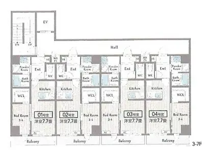 山陽電気鉄道本線 西新町駅 徒歩4分 7階建 築3年(1LDK/3階)の間取り写真
