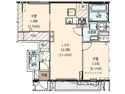 山陽本線 朝霧駅 徒歩8分 2階建 築3年(2LDK/1階)の間取り写真