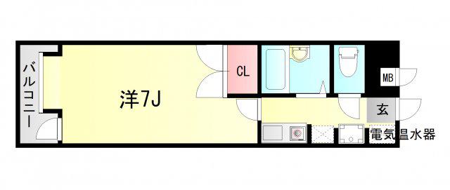 山陽本線 明石駅 バス乗車時間:19分 南別府車庫バス停で下車 徒歩2分 9階建 築31年(1K/6階)の間取り写真