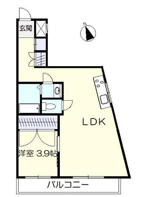 ブルーハイツ北別府(1LDK/3階)の間取り写真