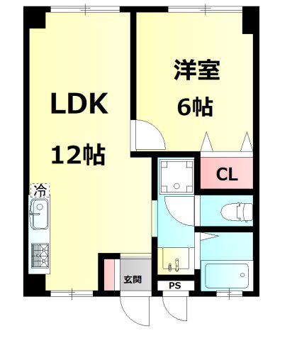 山陽本線 明石駅 徒歩13分 3階建 築54年(1LDK/1階)の間取り写真