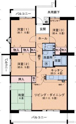 山陽電気鉄道本線 板宿駅 徒歩15分 5階建 築32年(4LDK/2階)の間取り写真