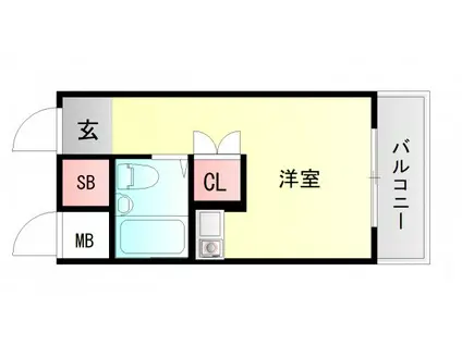 山陽本線 明石駅 バス乗車時間:20分 大津和バス停で下車 徒歩6分 5階建 築37年(ワンルーム/3階)の間取り写真