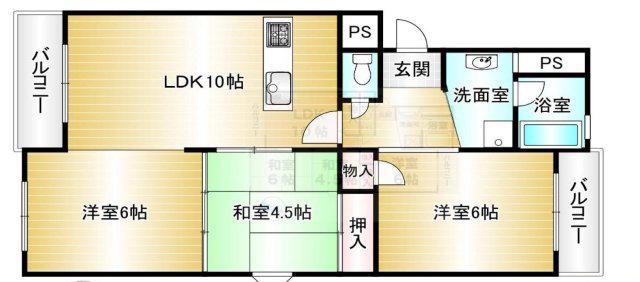 山陽本線 明石駅 バス乗車時間:16分 伊川谷連絡所前バス停で下車 徒歩2分 3階建 築40年(3LDK/2階)の間取り写真
